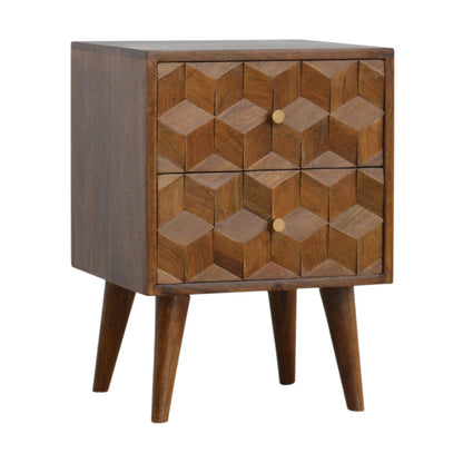 Chestnut Ridge 2 Drawer Cube Carved Bedside