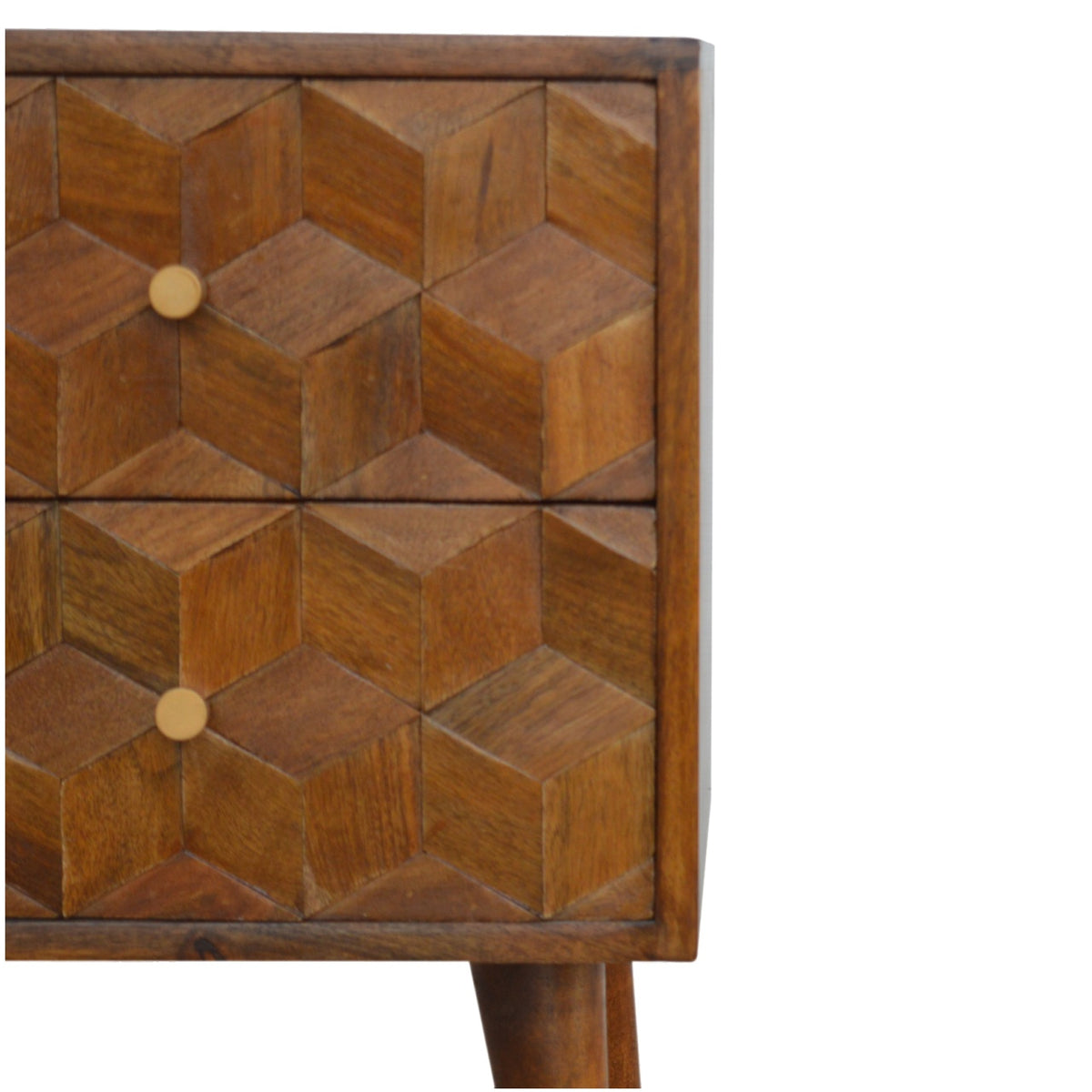 Chestnut Ridge 2 Drawer Cube Carved Bedside