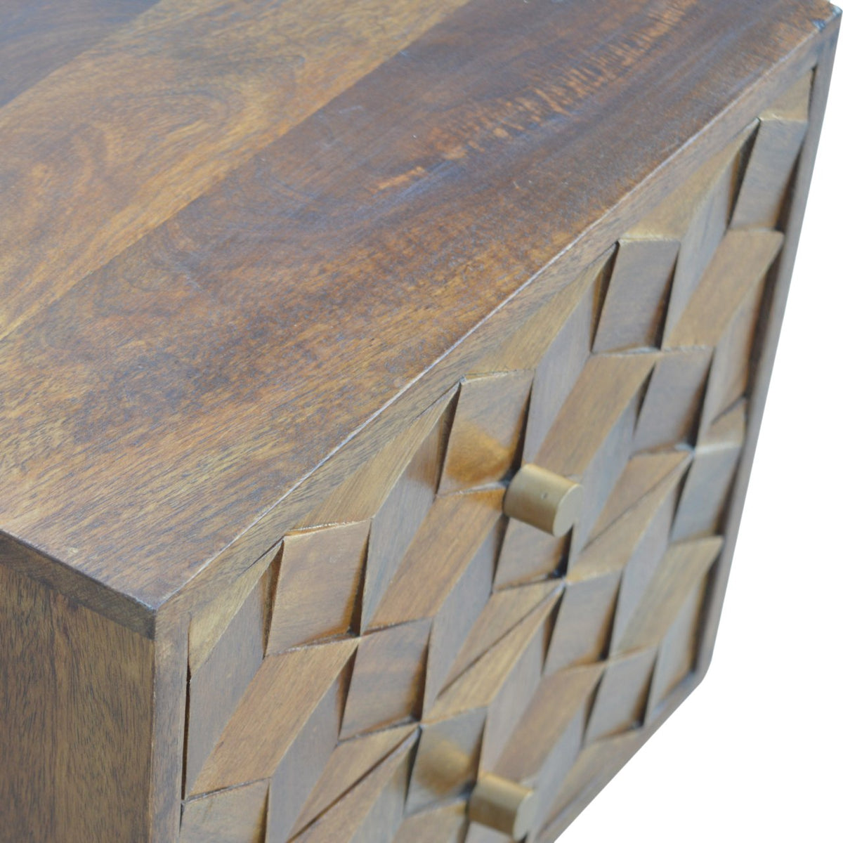 Chestnut Ridge 2 Drawer Cube Carved Bedside