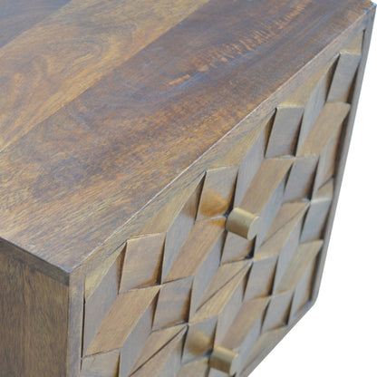 Chestnut Ridge 2 Drawer Cube Carved Bedside