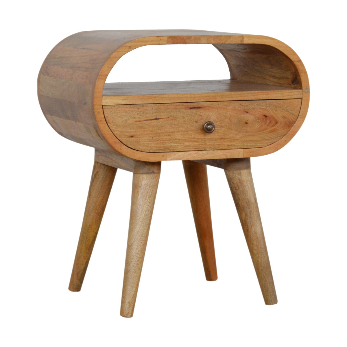Nordic Round 1 Drawer Open Slot Nightstand