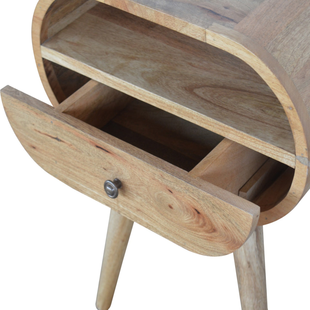 Nordic Round 1 Drawer Open Slot Nightstand