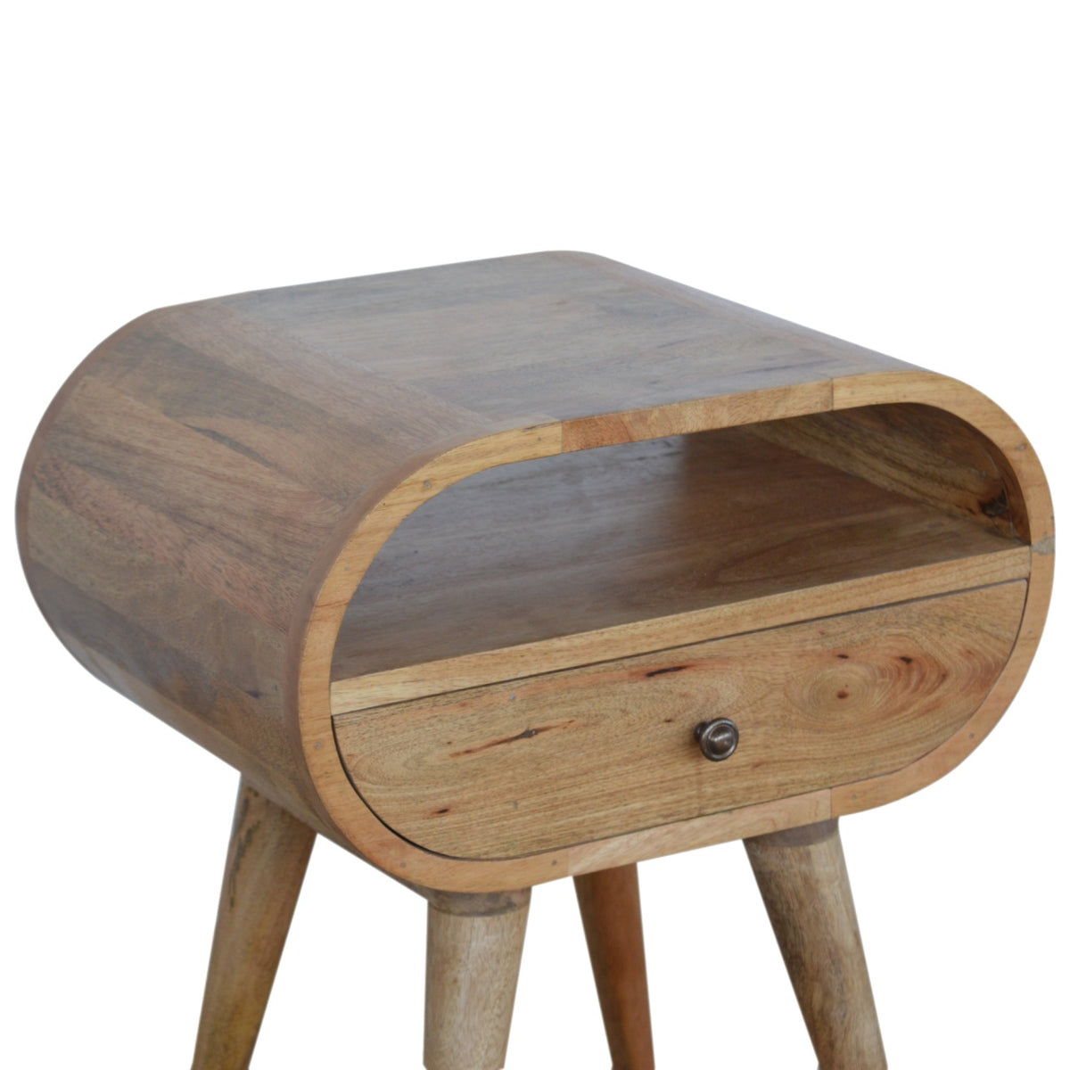 Nordic Round 1 Drawer Open Slot Nightstand