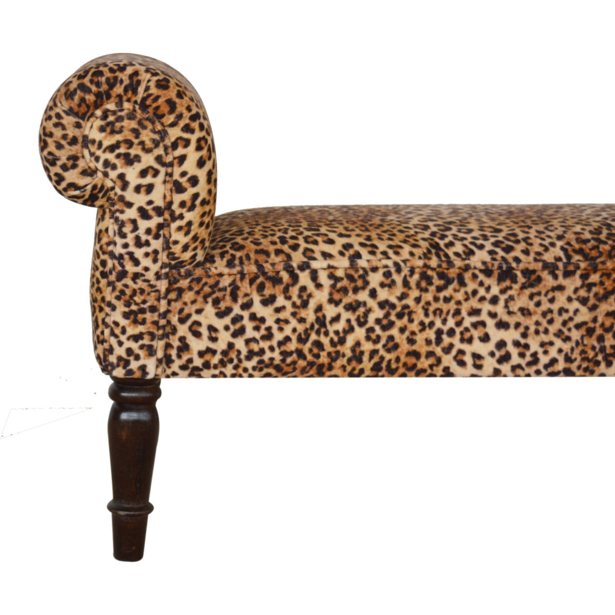 Leona Print Velvet Bench with Turned Legs