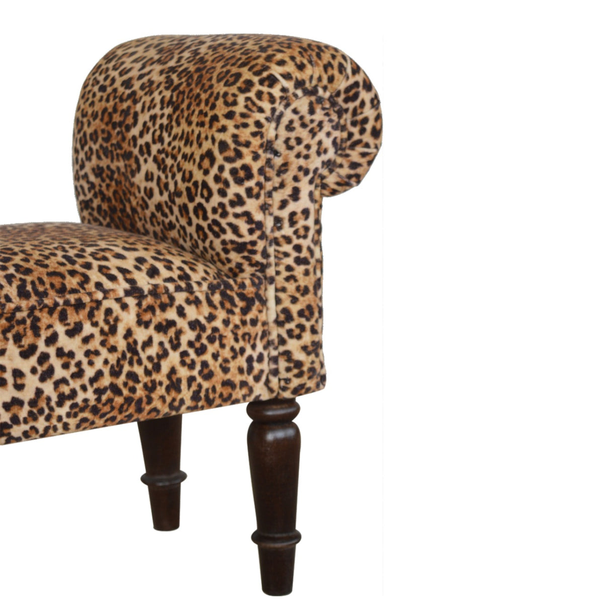Leona Print Velvet Bench with Turned Legs
