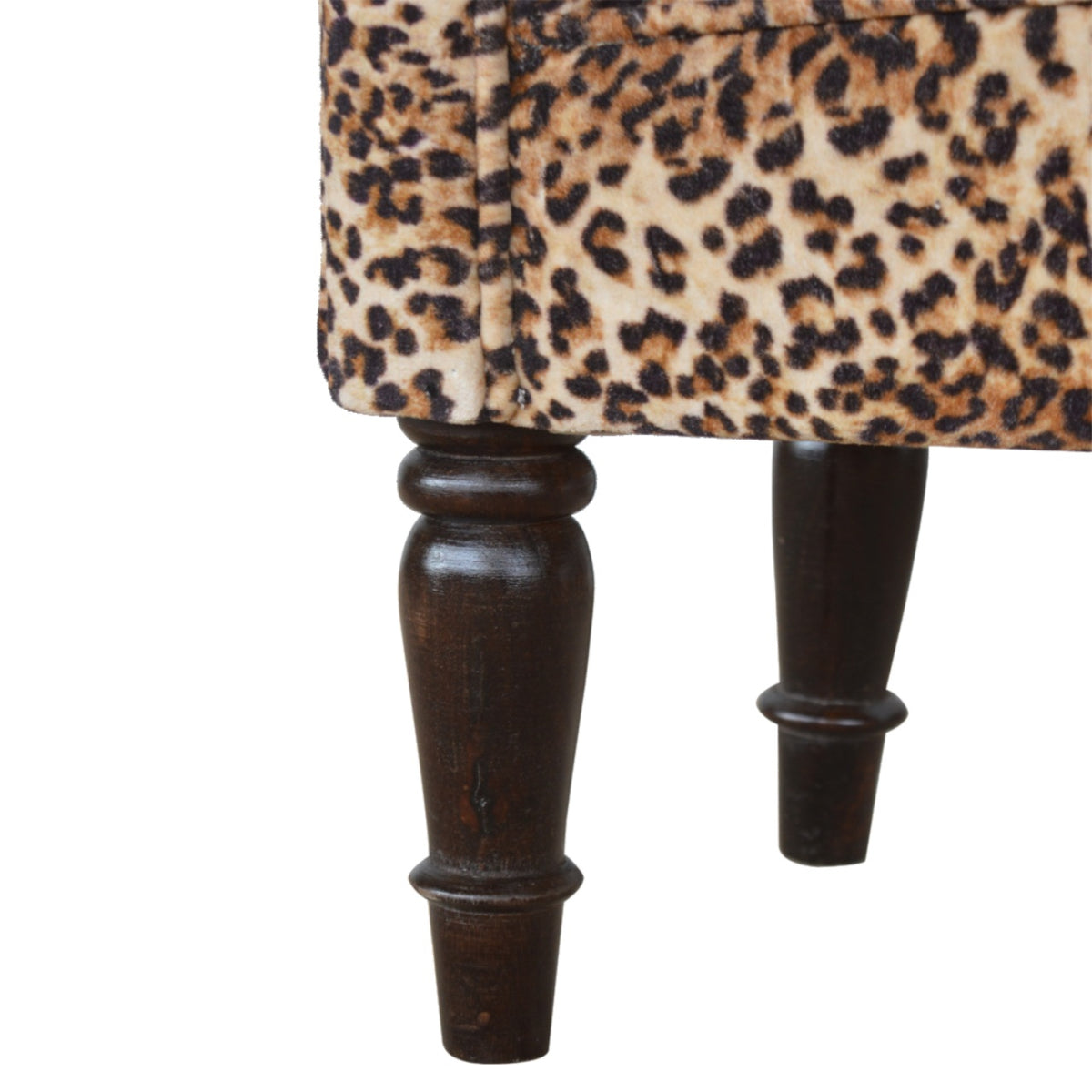 Leona Print Velvet Bench with Turned Legs