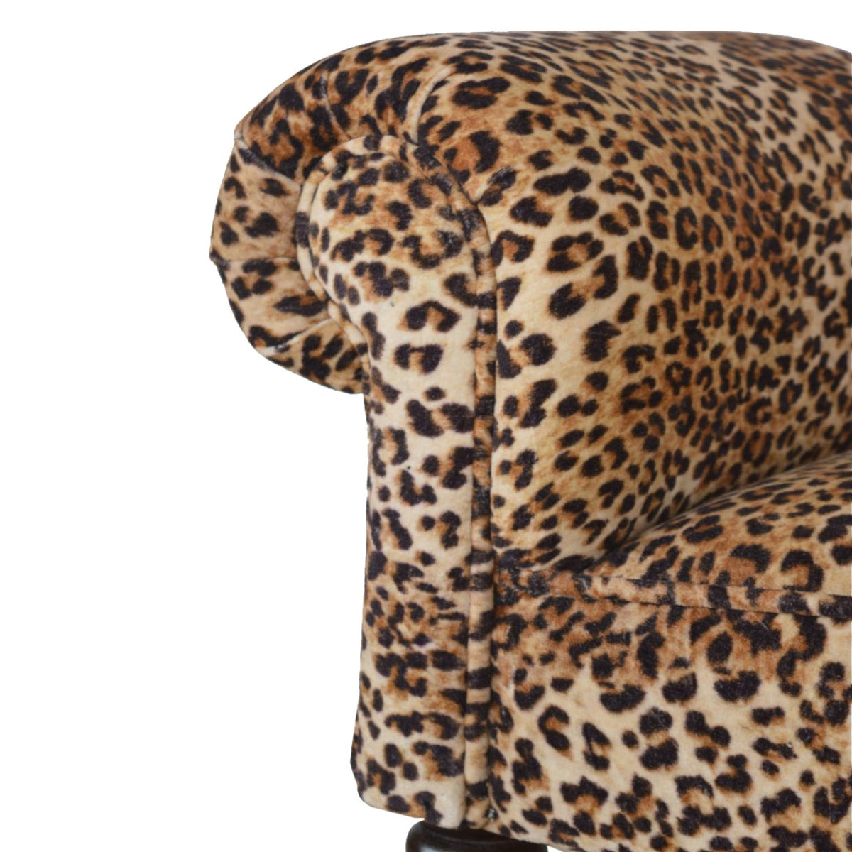 Leona Print Velvet Bench with Turned Legs