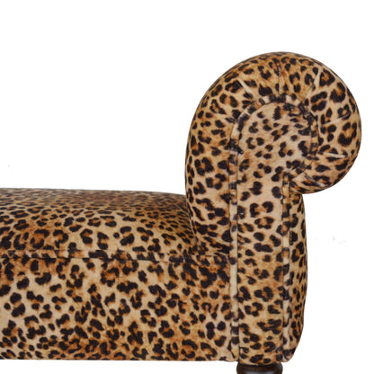 Leona Print Velvet Bench with Turned Legs