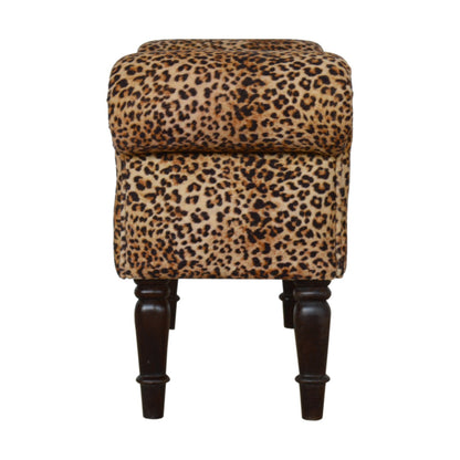 Leona Print Velvet Bench with Turned Legs