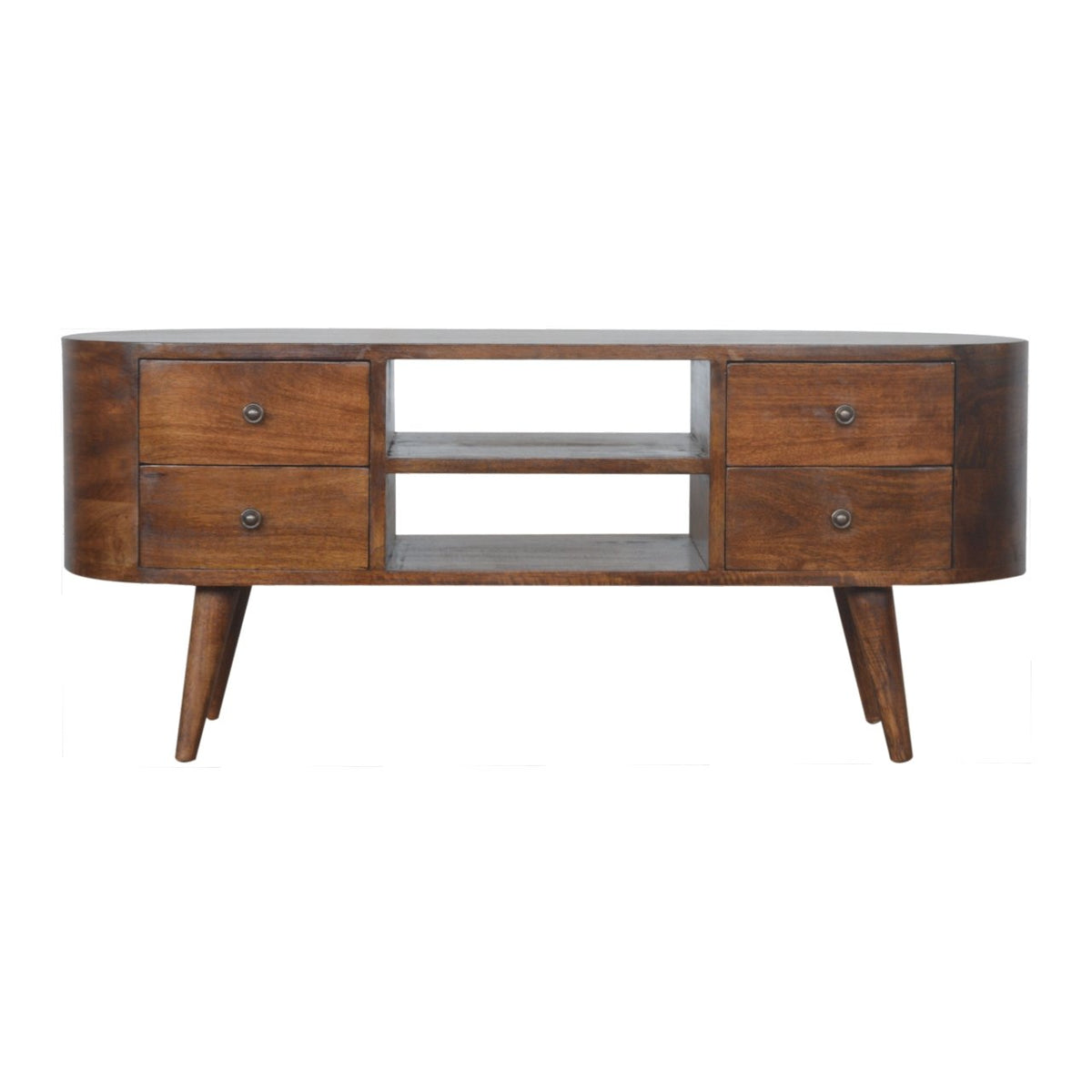 Chestnut Ridge 4 Drawer Rounded TV Console