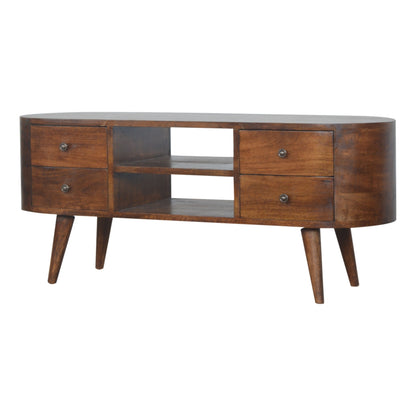 Chestnut Ridge 4 Drawer Rounded TV Console