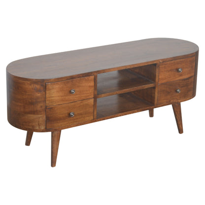 Chestnut Ridge 4 Drawer Rounded TV Console