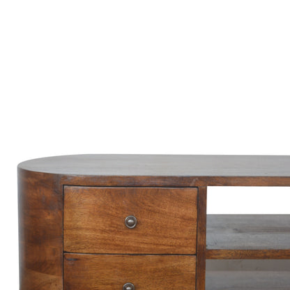 Chestnut Ridge 4 Drawer Rounded TV Console