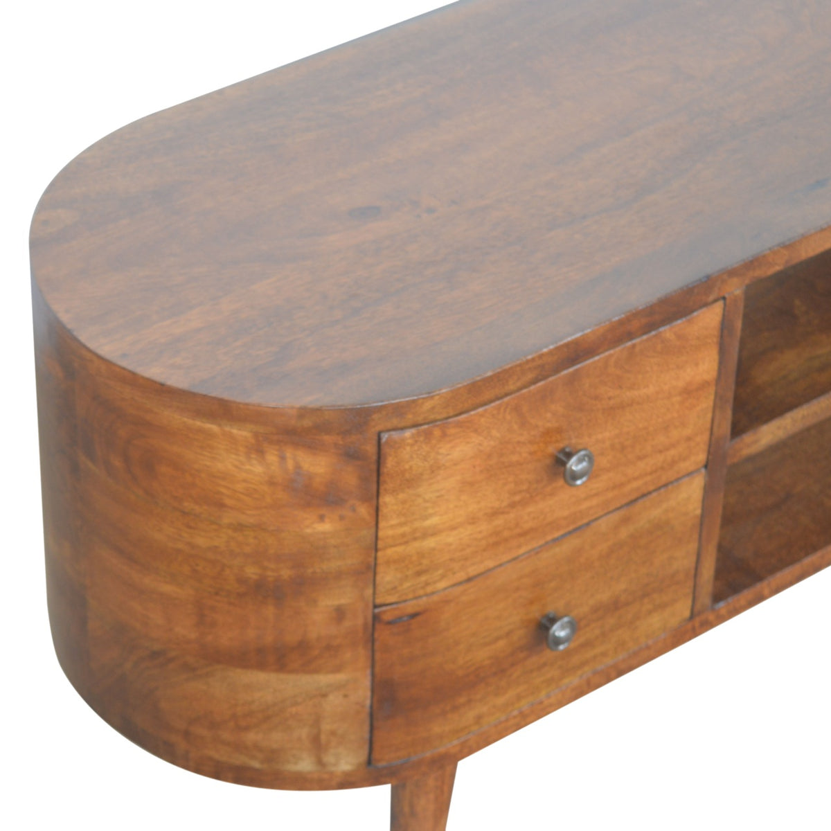 Chestnut Ridge 4 Drawer Rounded TV Console