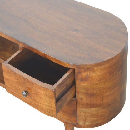 Chestnut Ridge 4 Drawer Rounded TV Console
