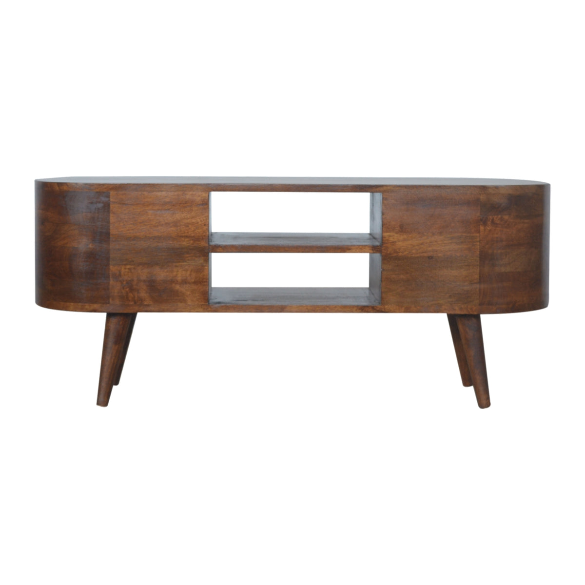 Chestnut Ridge 4 Drawer Rounded TV Console