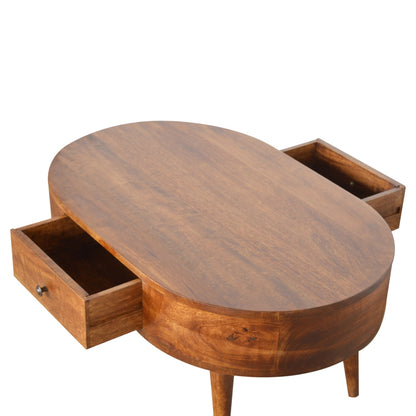 Chestnut Ridge 2 Drawer Rounded Coffee Table